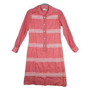 Henry Lee Dress Womens 6 Red‎ White Gingham Plaid Sheath Preppy Picnic Casual